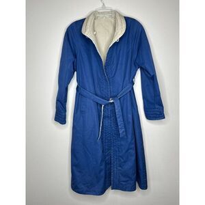 1980's All Weather Tan And Blue Reversible Trench Coat Size 6, Saks fifth Avenue